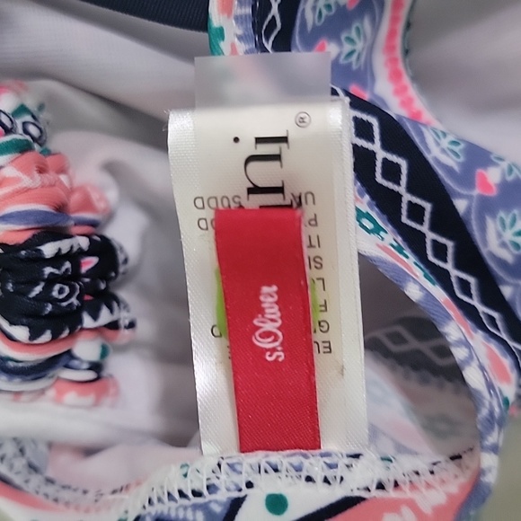 S Oliver Blue Pink Green White Mix Kini Bikini Swimsuit Top Size EUR 44E / US L - Picture 6 of 6